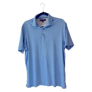Daniel Cremieux Blue Geometric Print Polo Shirt – Men’s Large 100% Cotton